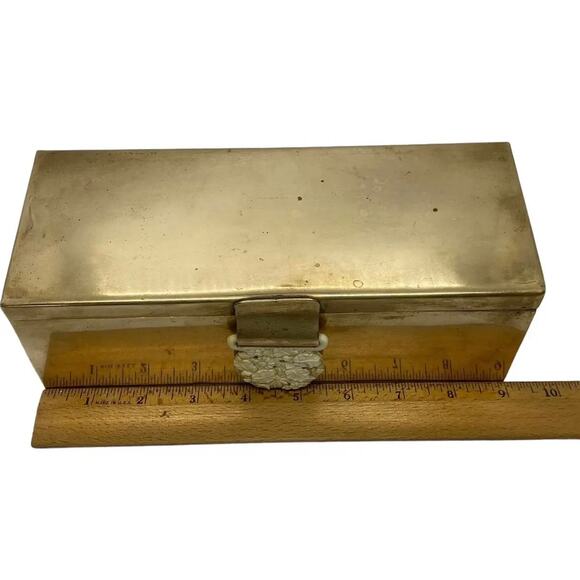 Mid 20th Century Rectangle Brass Keepsake Box With Floral Lid Handle Philippines - Picture 10 of 12